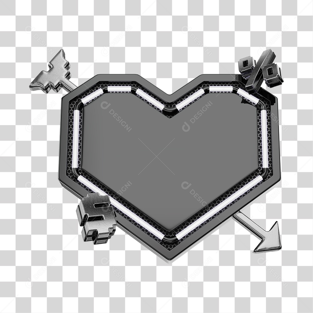 Moldura Elemento 3D Preto Do Dia Dos Namorados Para Composição PNG Transparente