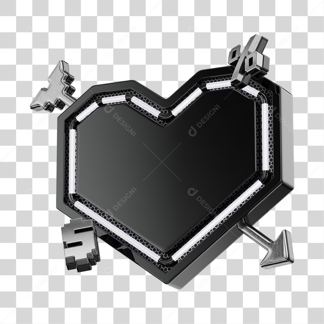 Moldura Elemento 3D Preto Do Dia Dos Namorados Para Composição PNG Transparente