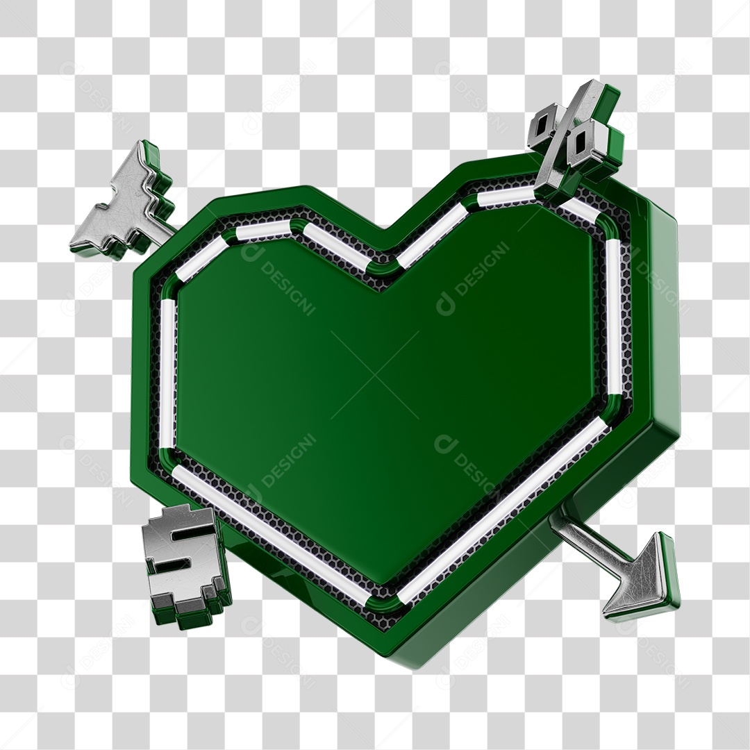 Moldura Verde Elemento 3D Do Dia Dos Namorados Para Composição PNG Transparente