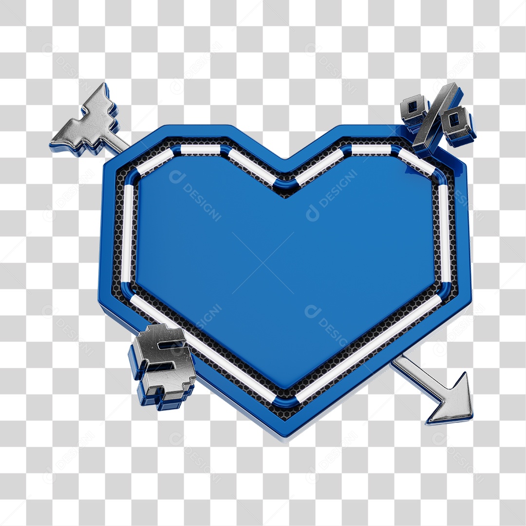 Moldura Azul Elemento 3D Do Dia Dos Namorados Para Composição PNG Transparente