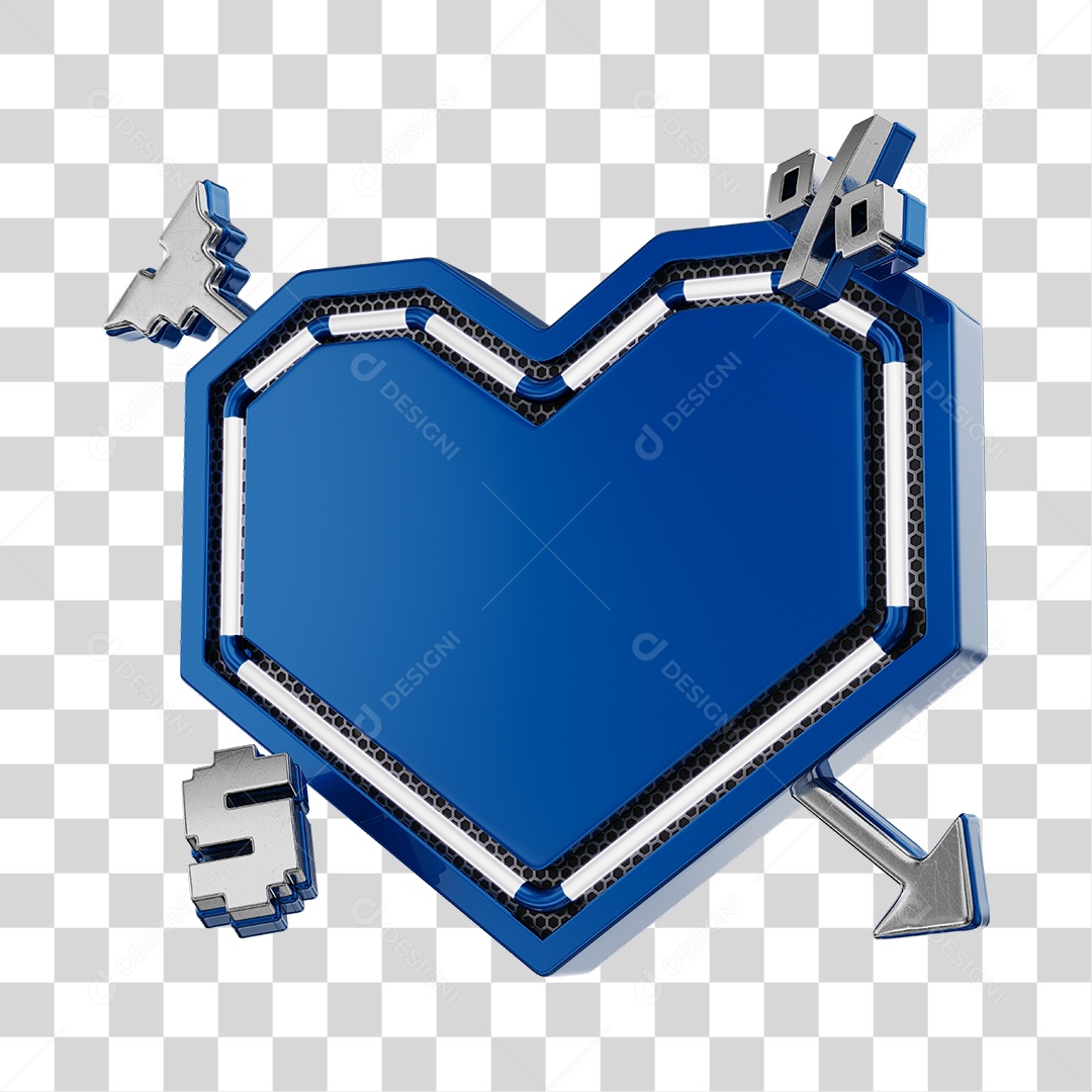 Moldura Azul Elemento 3D Do Dia Dos Namorados Para Composição PNG Transparente