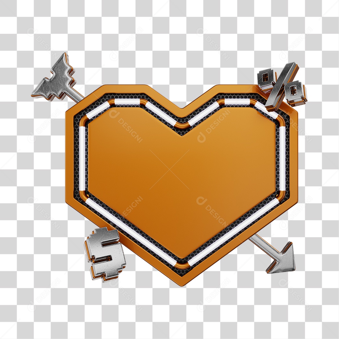 Moldura Marrom Elemento 3D Do Dia Dos Namorados Para Composição PNG Transparente