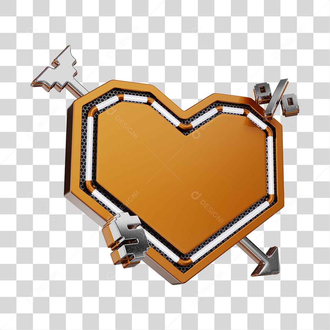 Moldura Marrom Elemento 3D Do Dia Dos Namorados Para Composição PNG Transparente