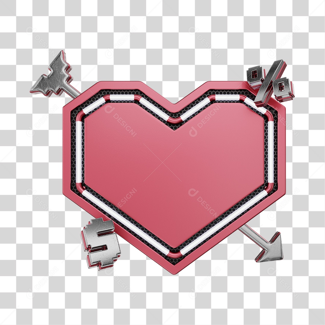 Moldura Rosa Elemento 3D Do Dia Dos Namorados Para Composição PNG Transparente