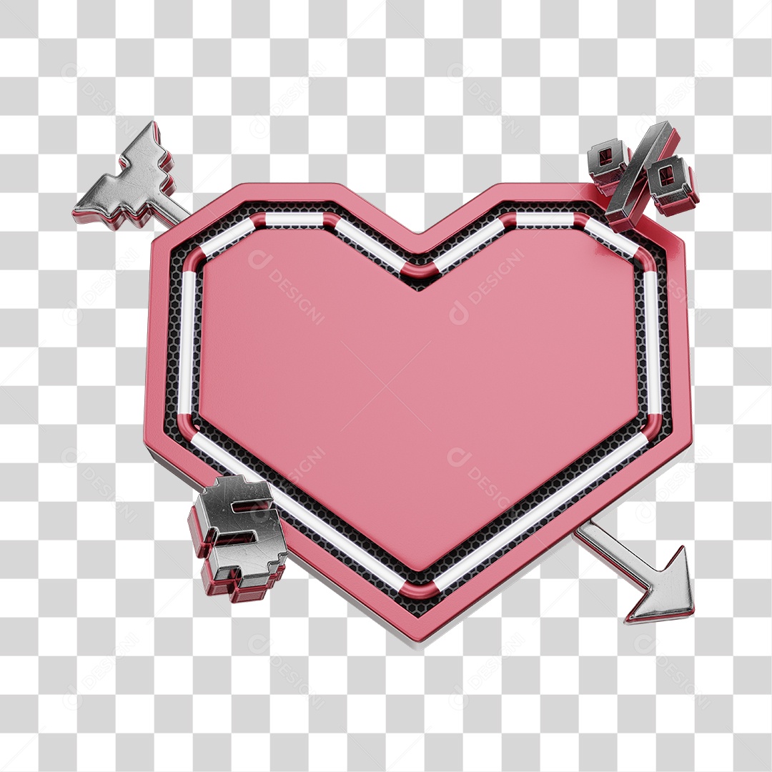 Moldura Rosa Elemento 3D Do Dia Dos Namorados Para Composição PNG Transparente