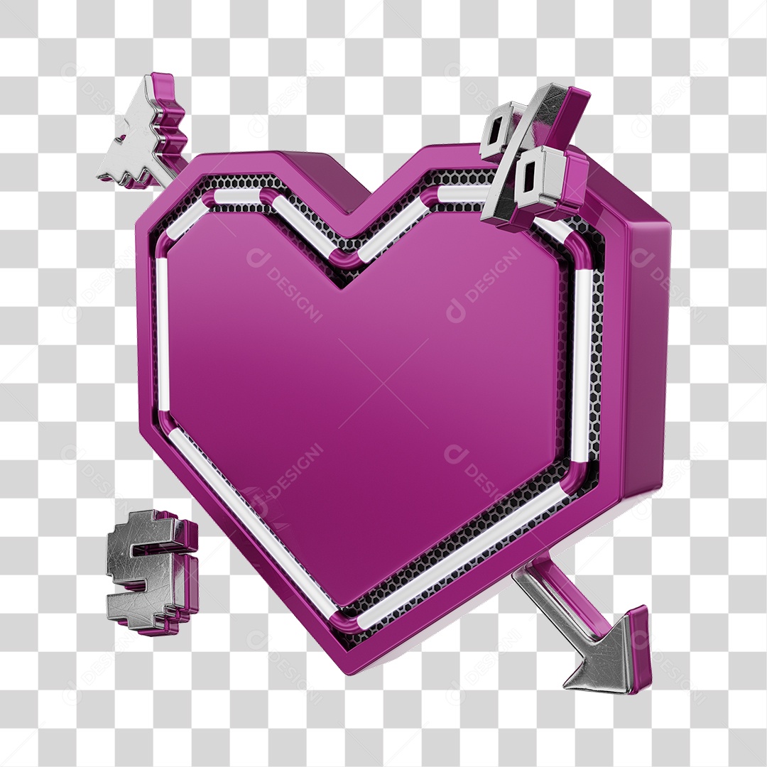 Moldura Rosa Elemento 3D Do Dia Dos Namorados Para Composição PNG Transparente