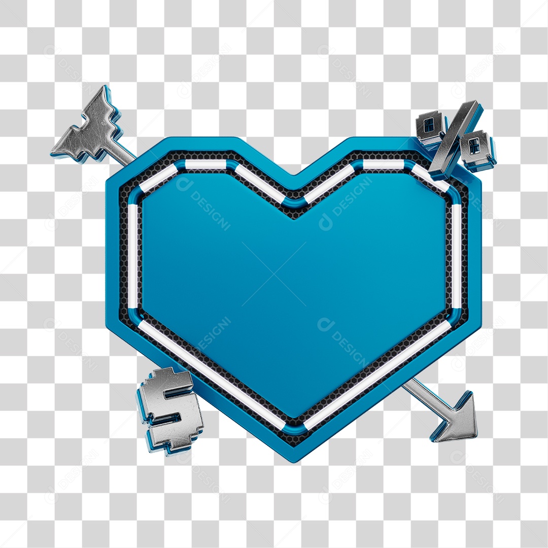 Moldura Azul Elemento 3D Do Dia Dos Namorados Para Composição PNG Transparente