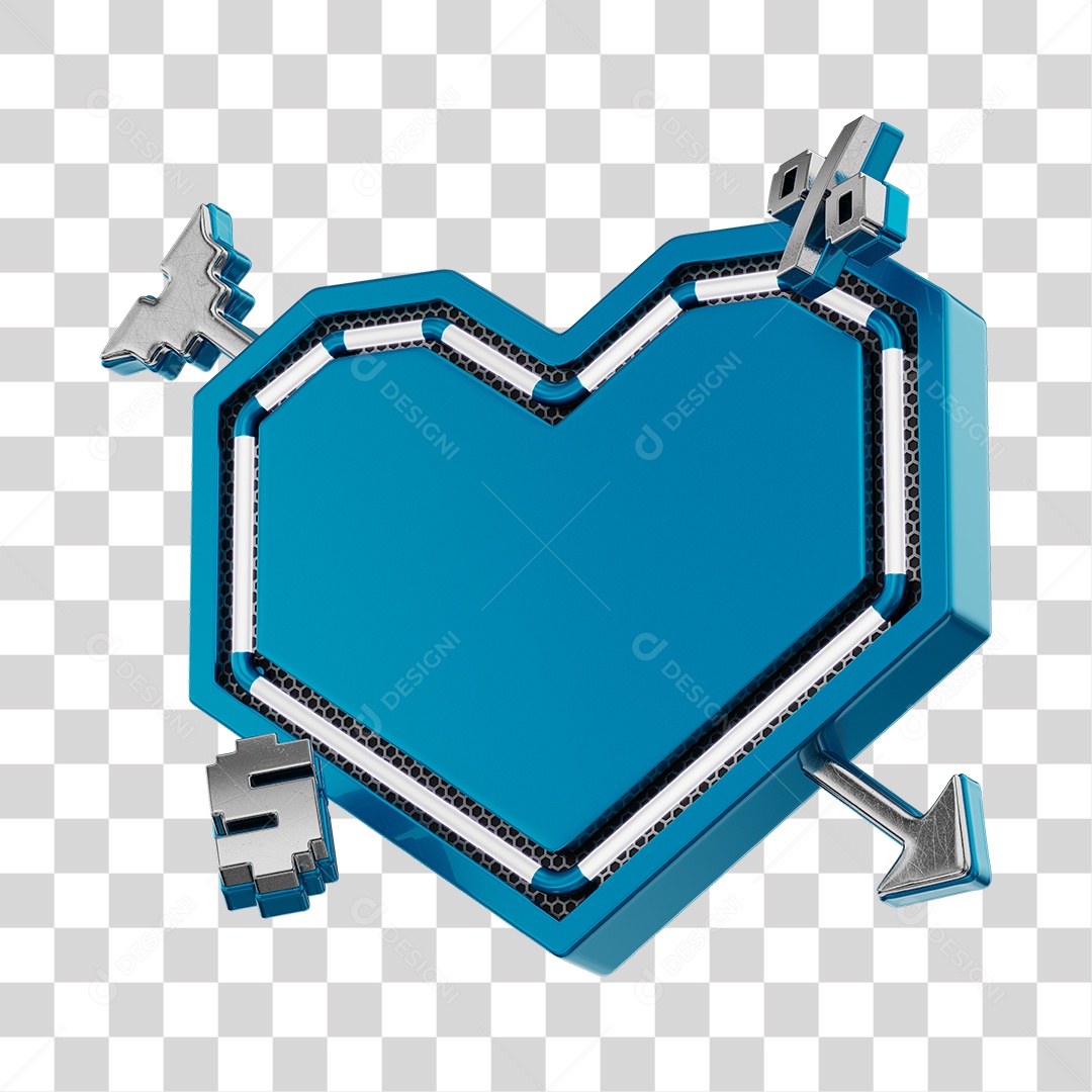 Moldura Azul Elemento 3D Do Dia Dos Namorados Para Composição PNG Transparente