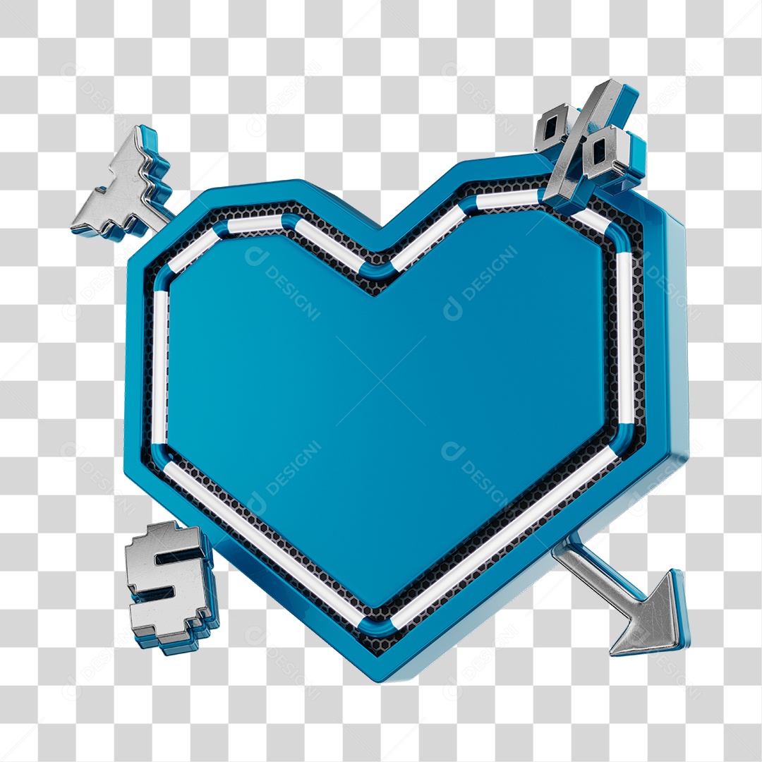 Moldura Azul Elemento 3D Do Dia Dos Namorados Para Composição PNG Transparente