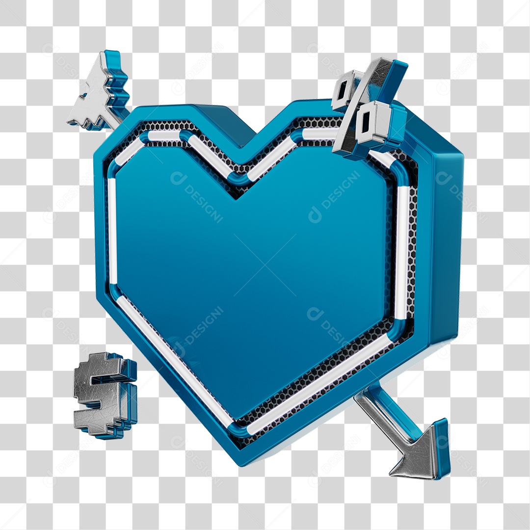 Moldura Azul Elemento 3D Do Dia Dos Namorados Para Composição PNG Transparente