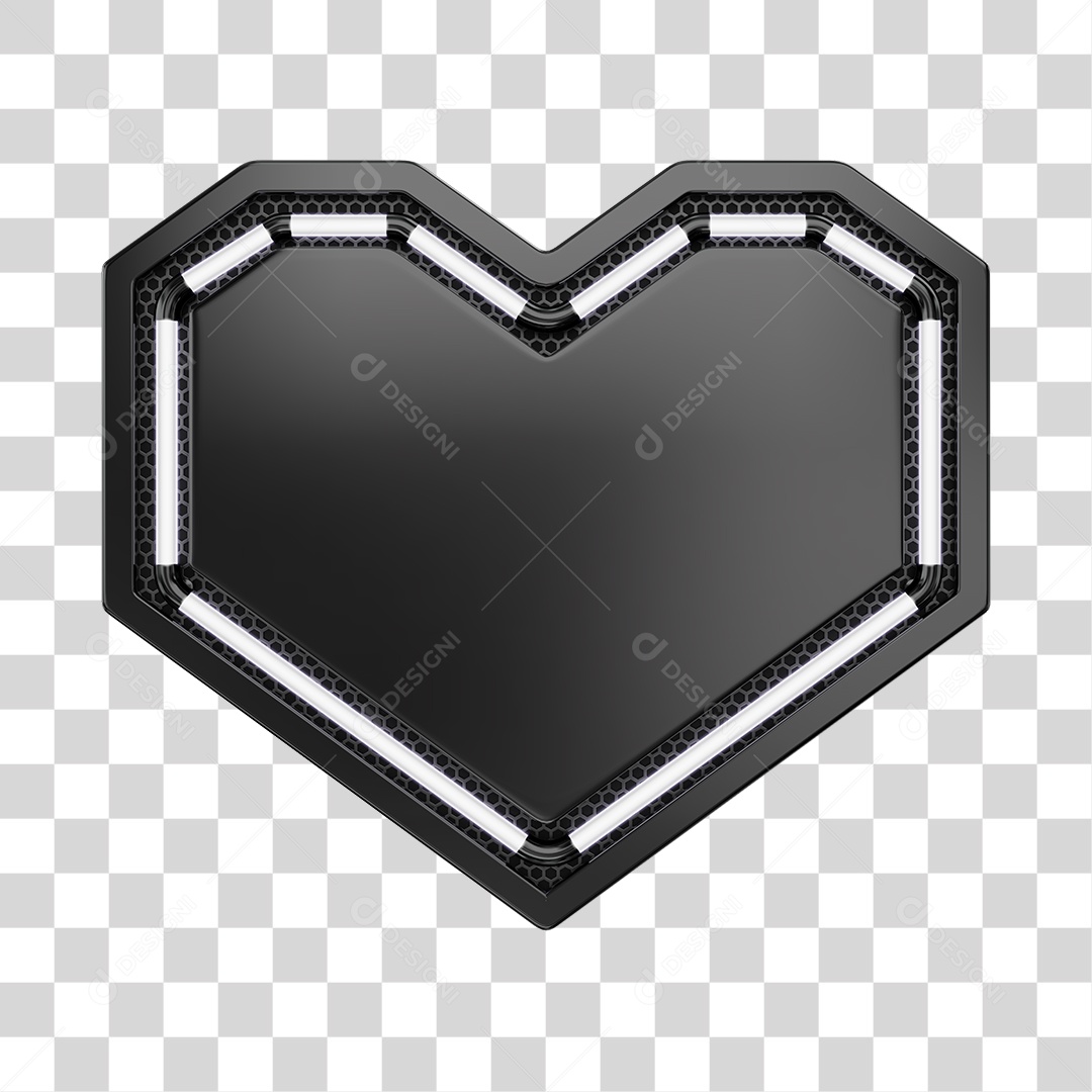 Moldura Preta Elemento 3D Do Dia Dos Namorados Para Composição PNG Transparente