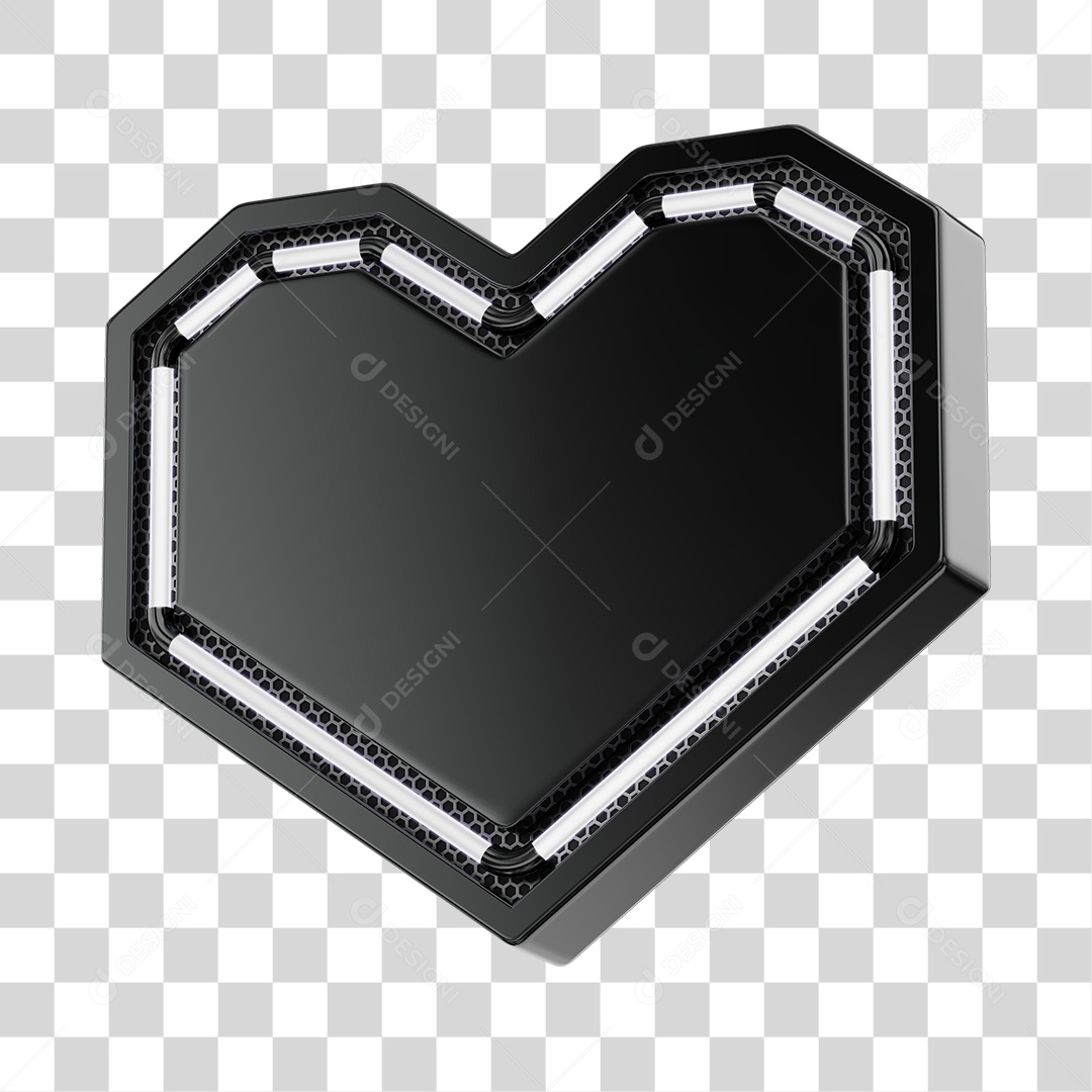 Moldura Preta Elemento 3D Do Dia Dos Namorados Para Composição PNG Transparente