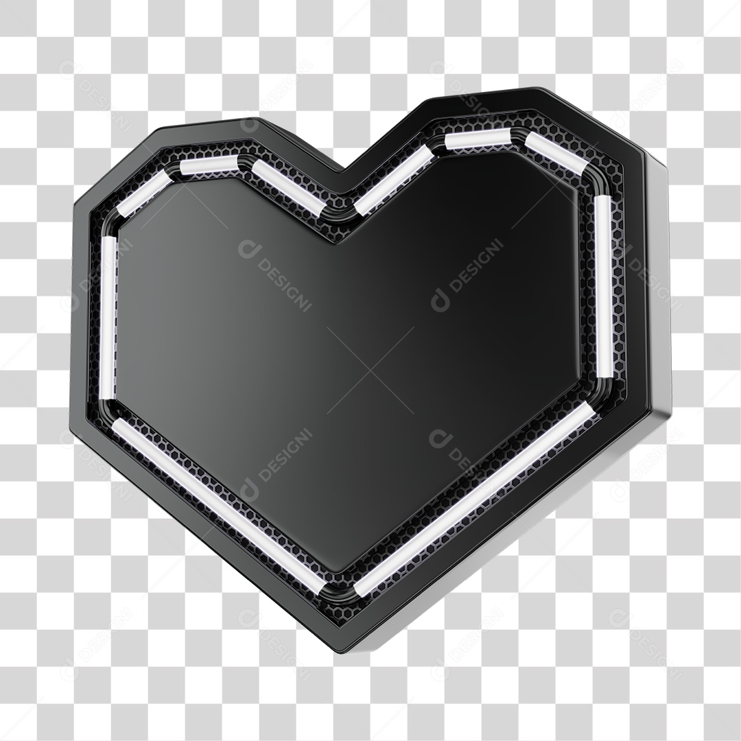 Moldura Preta Elemento 3D Do Dia Dos Namorados Para Composição PNG Transparente