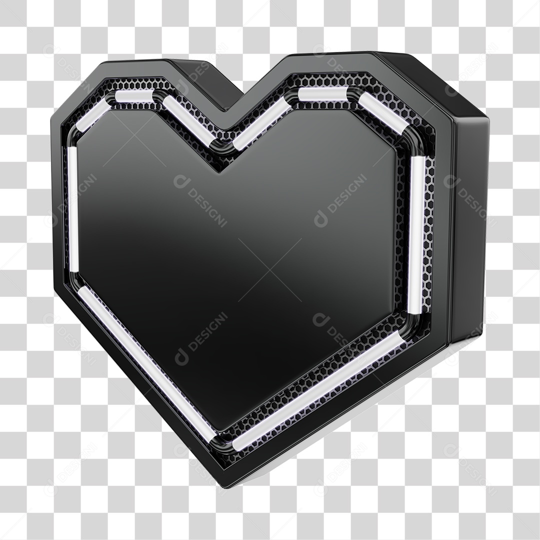 Moldura Preta Elemento 3D Do Dia Dos Namorados Para Composição PNG Transparente