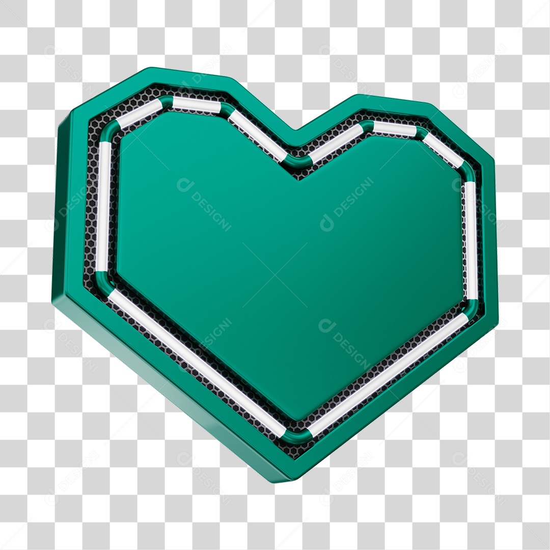 Moldura Verde Elemento 3D Do Dia Dos Namorados Para Composição PNG Transparente