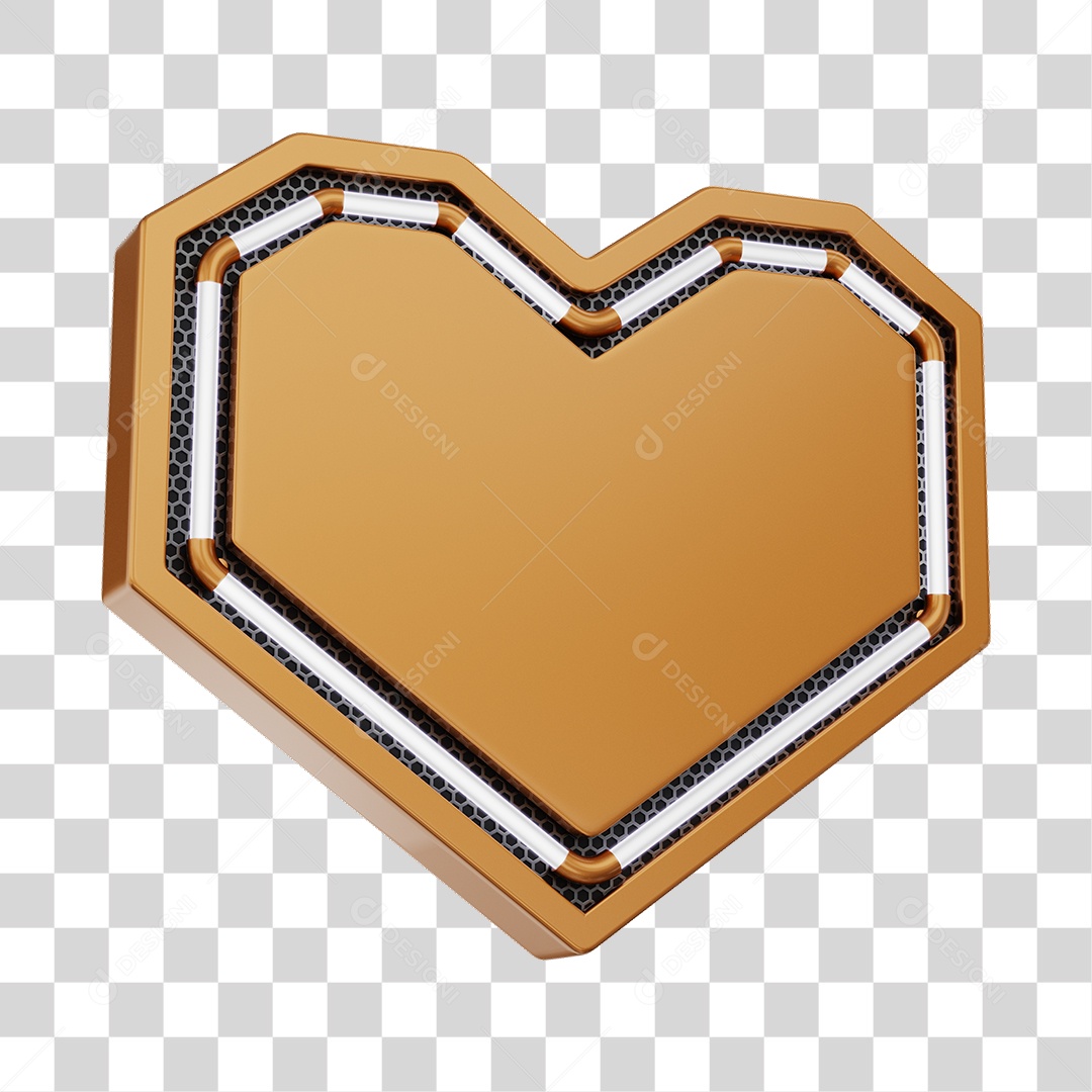Moldura Marrom Elemento 3D Do Dia Dos Namorados Para Composição PNG Transparente