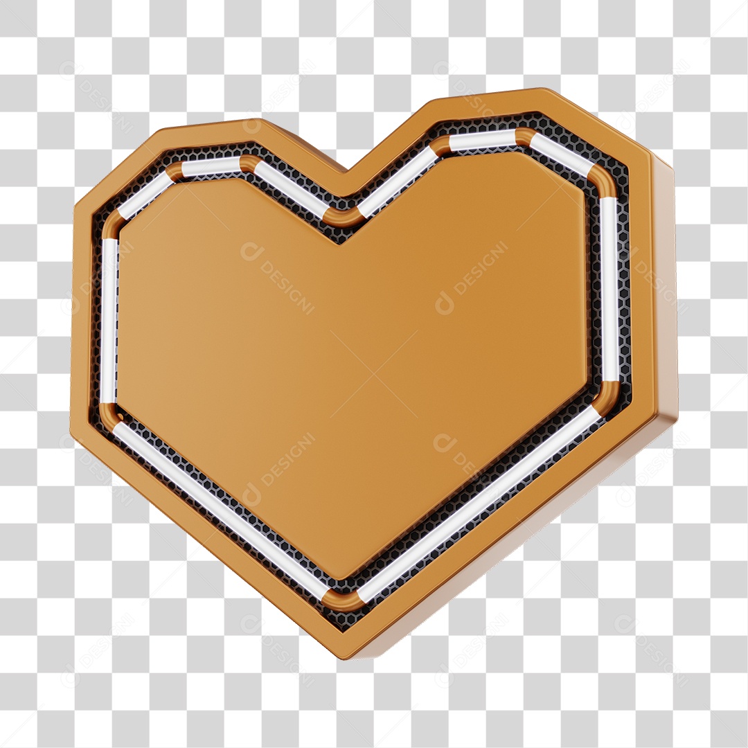 Moldura Marrom Elemento 3D Do Dia Dos Namorados Para Composição PNG Transparente