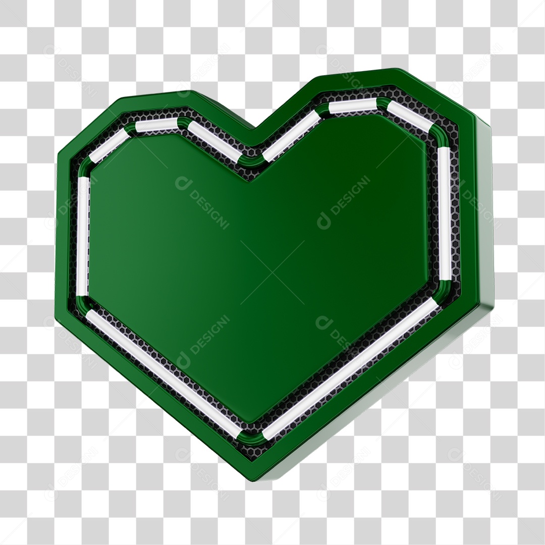 Moldura Verde Elemento 3D Do Dia Dos Namorados Para Composição PNG Transparente