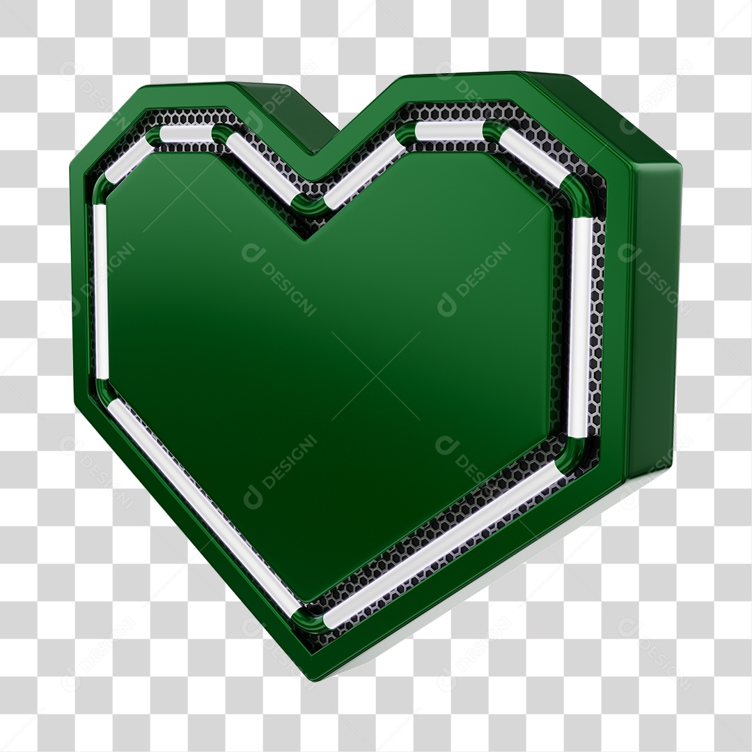 Moldura Verde Elemento 3D Do Dia Dos Namorados Para Composição PNG Transparente