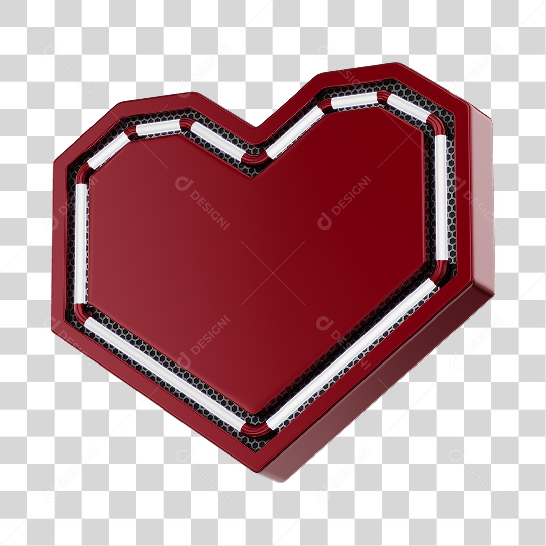 Moldura Vermelha Elemento 3D Do Dia Dos Namorados Para Composição PNG Transparente