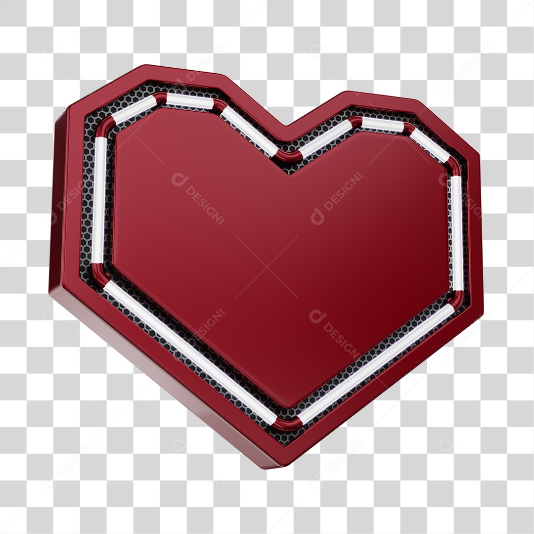 Moldura Vermelha Elemento 3D Do Dia Dos Namorados Para Composição PNG Transparente