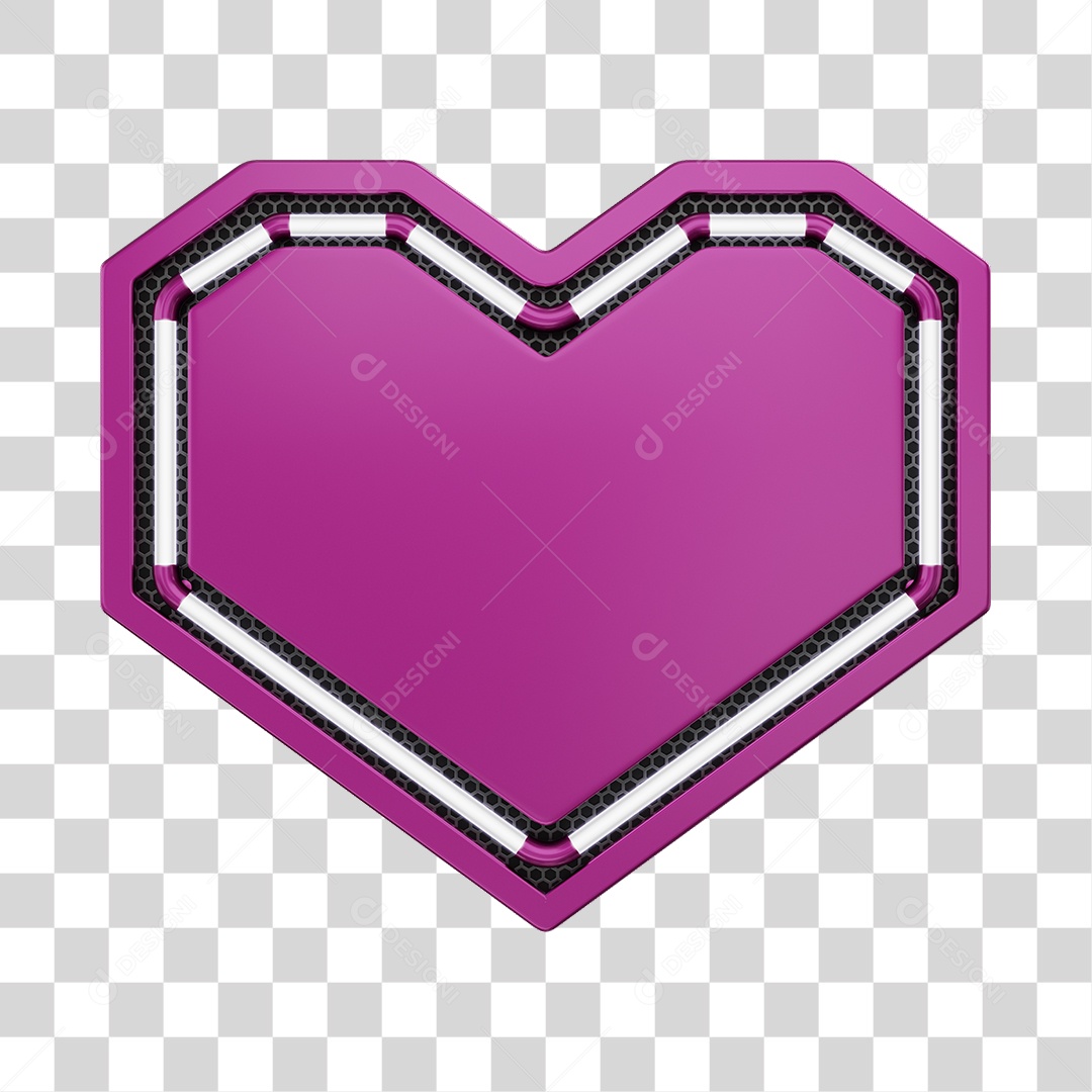 Moldura Roxo Elemento 3D Do Dia Dos Namorados Para Composição PNG Transparente