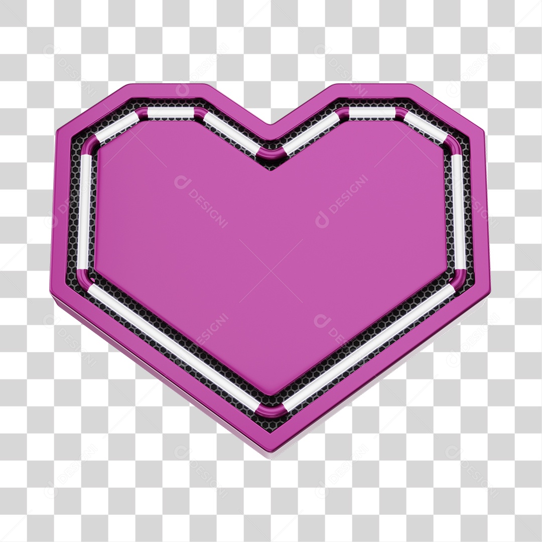Moldura Roxo Elemento 3D Do Dia Dos Namorados Para Composição PNG Transparente