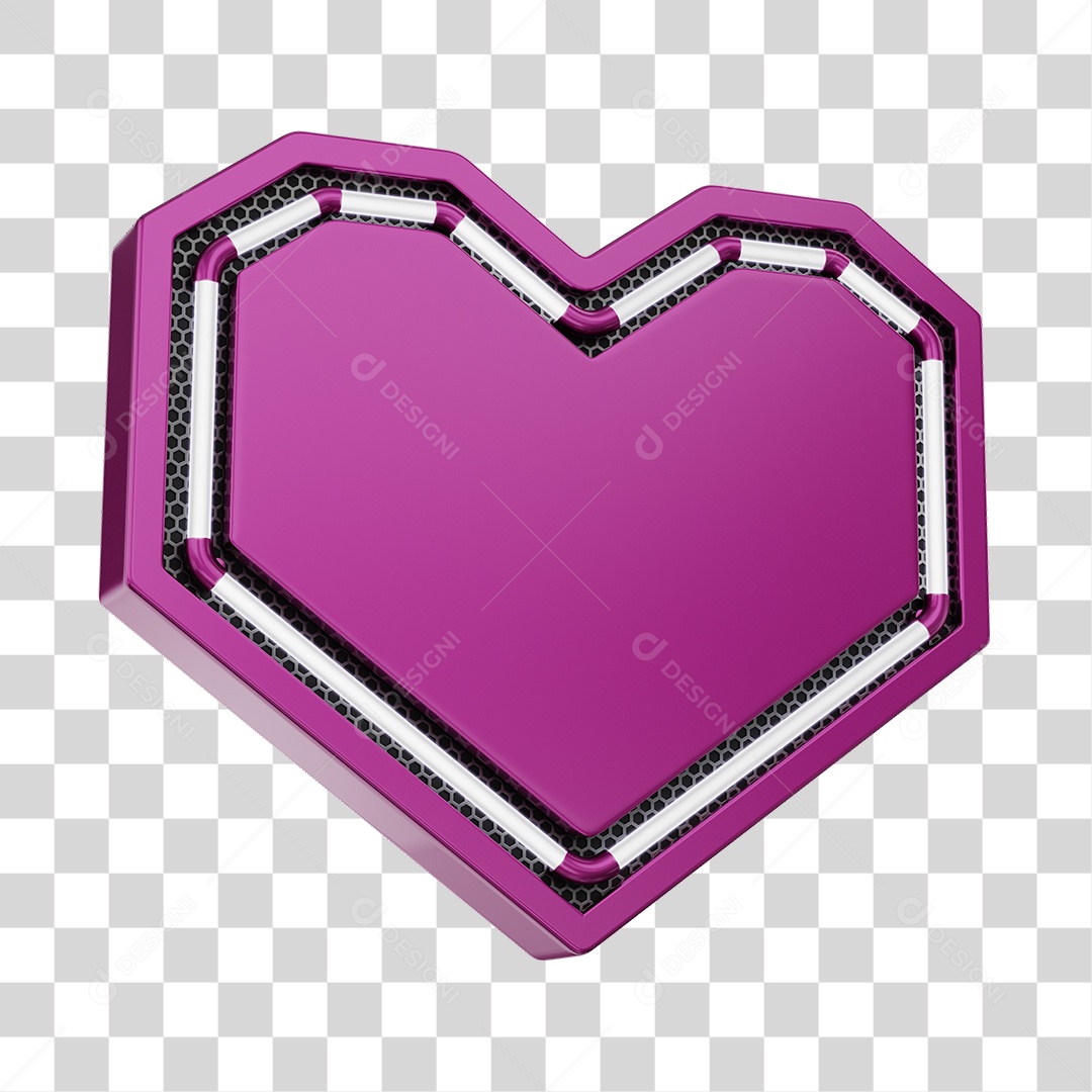 Moldura Roxo Elemento 3D Do Dia Dos Namorados Para Composição PNG Transparente