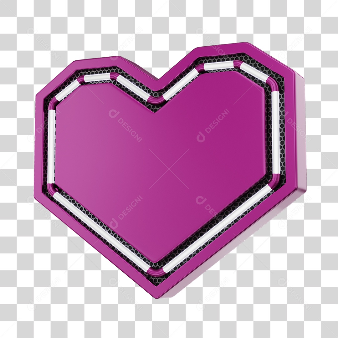 Moldura Roxo Elemento 3D Do Dia Dos Namorados Para Composição PNG Transparente