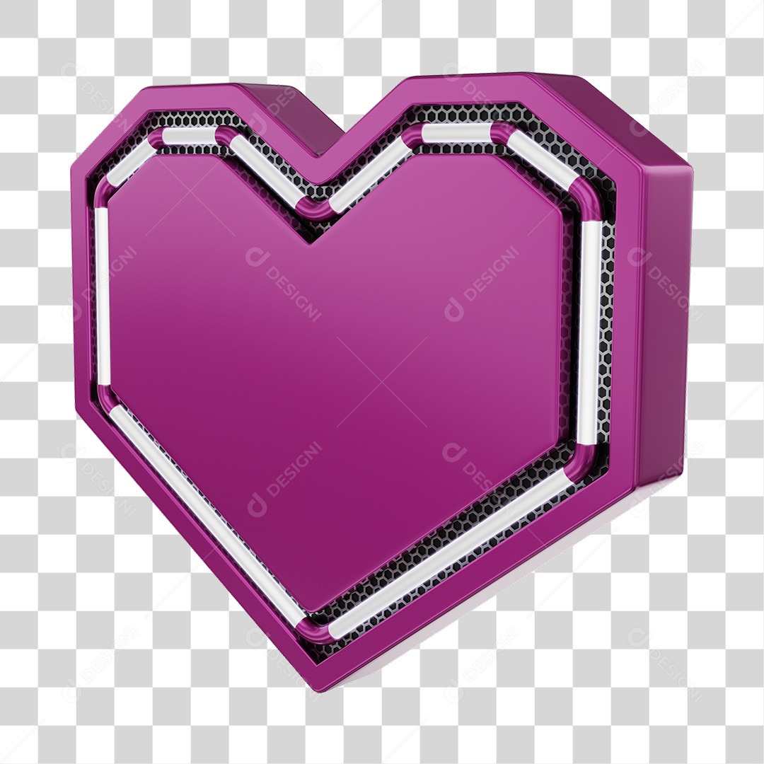 Moldura Roxo Elemento 3D Do Dia Dos Namorados Para Composição PNG Transparente