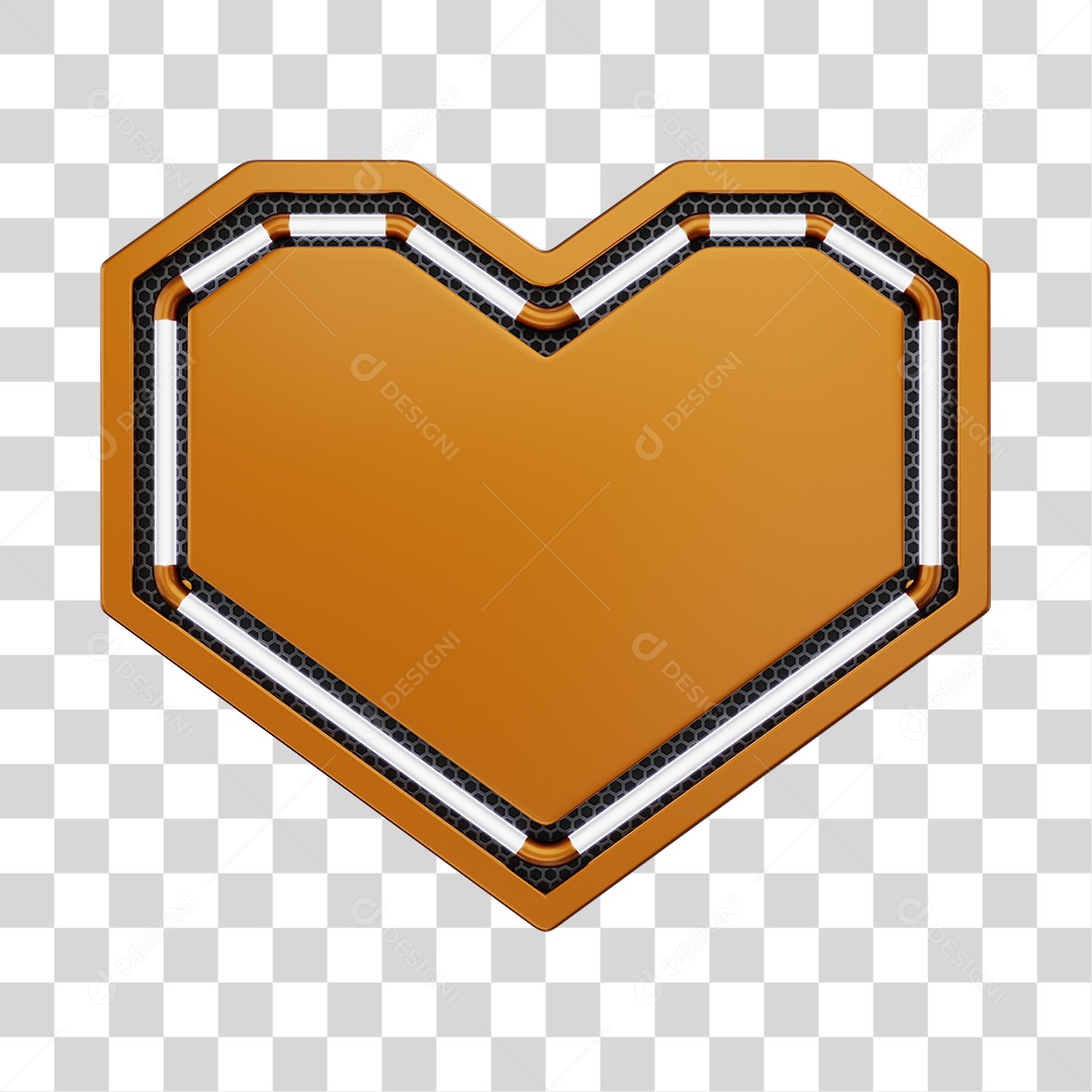 Moldura Laranja Elemento 3D Do Dia Dos Namorados Para Composição PNG Transparente