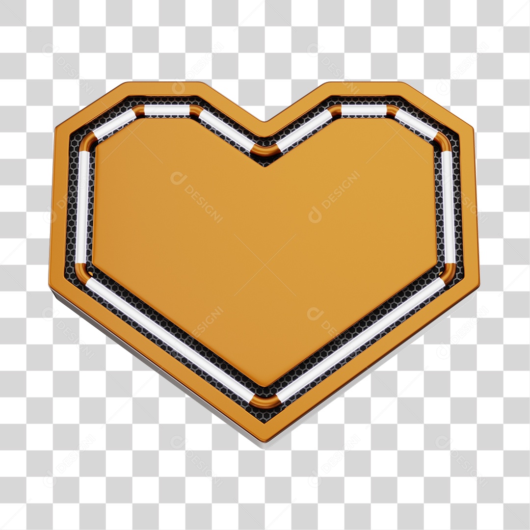 Moldura Laranja Elemento 3D Do Dia Dos Namorados Para Composição PNG Transparente