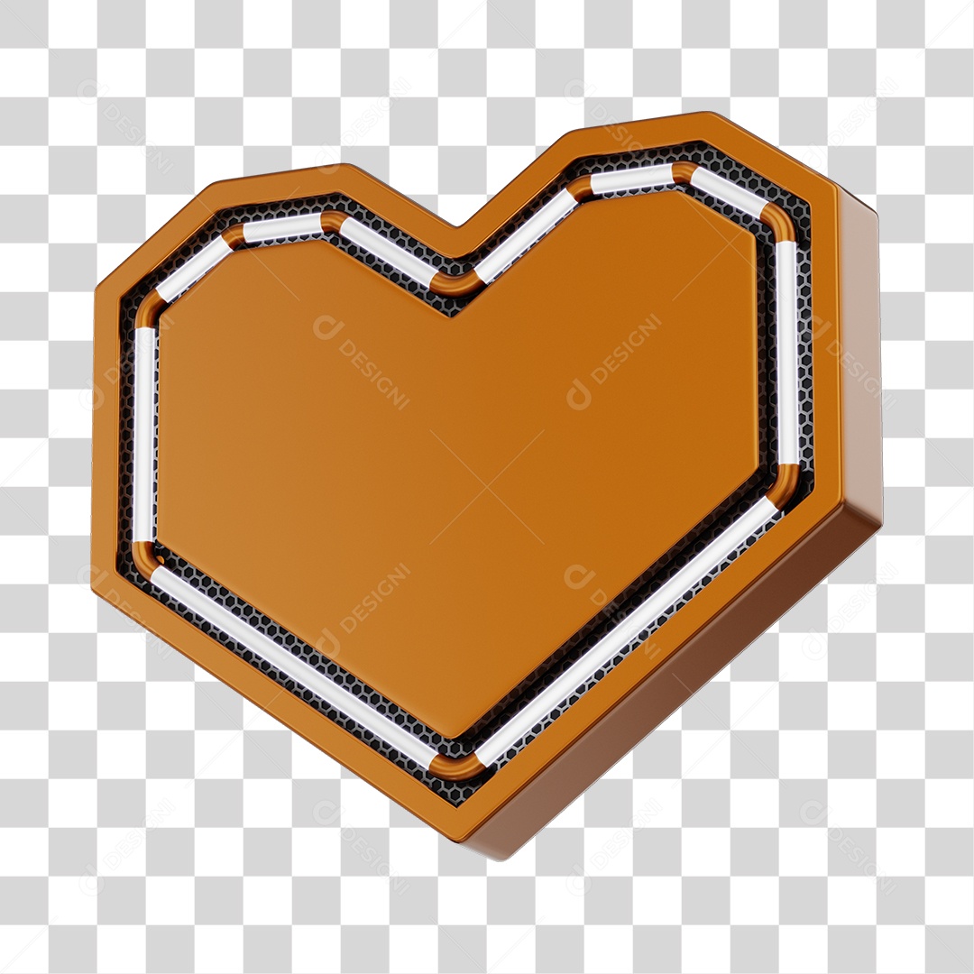 Moldura Laranja Elemento 3D Do Dia Dos Namorados Para Composição PNG Transparente