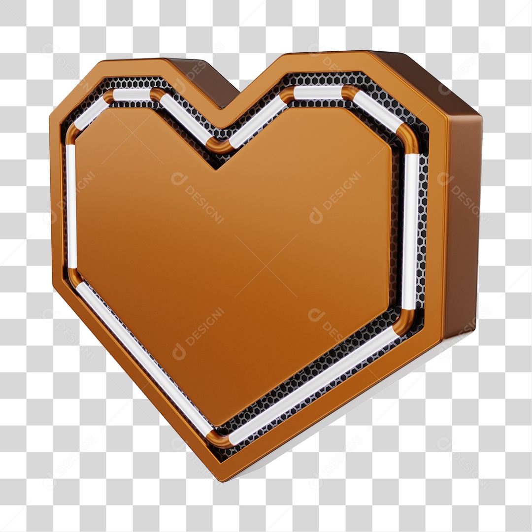 Moldura Laranja Elemento 3D Do Dia Dos Namorados Para Composição PNG Transparente