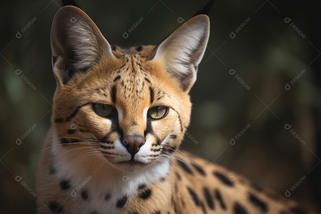 Serval olhando para a câmera belo fundo gerado por IA