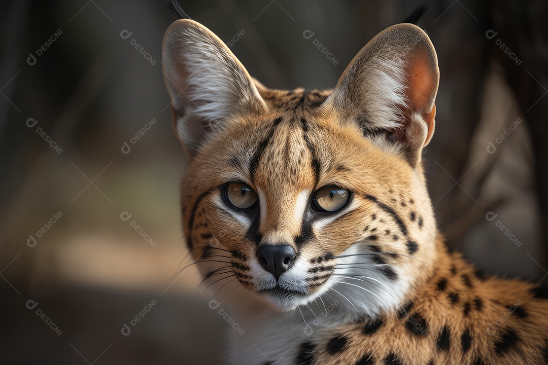Serval olhando para a câmera belo fundo gerado por IA