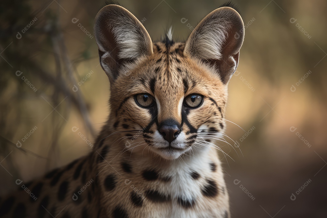 Serval olhando para a câmera belo fundo gerado por IA
