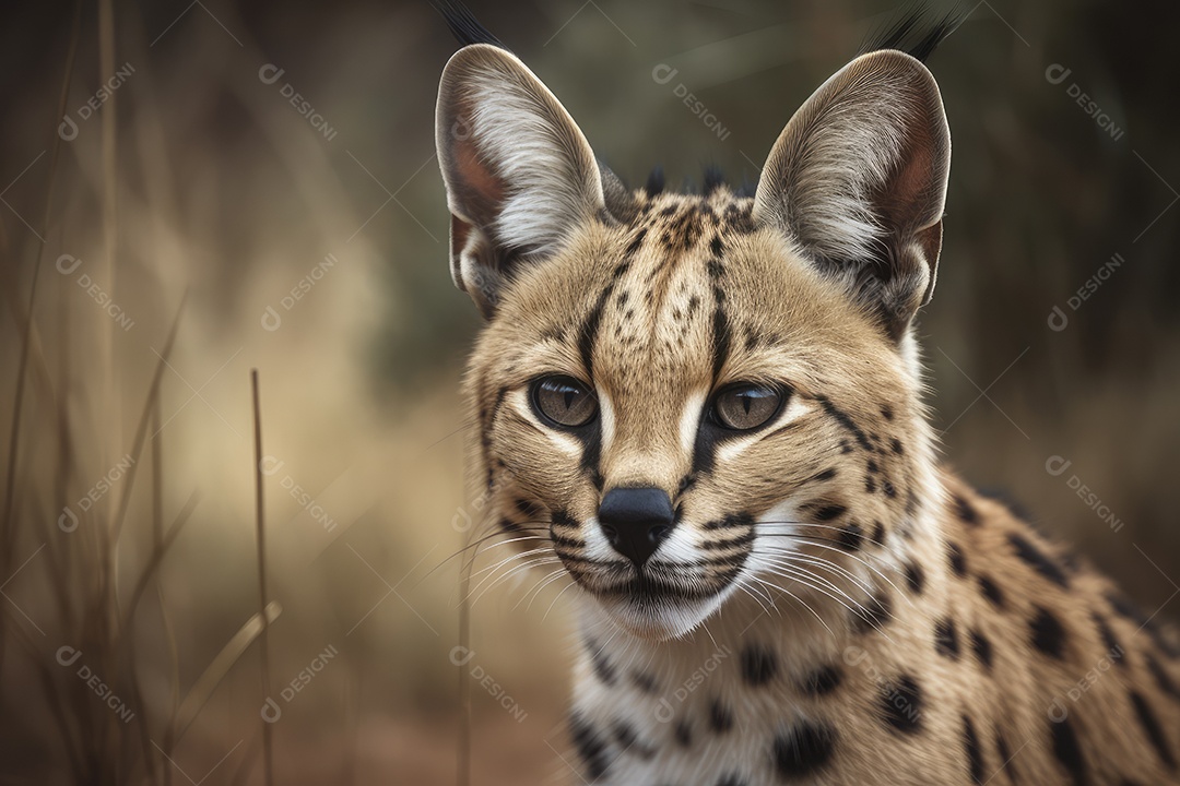 Serval olhando para a câmera belo fundo gerado por IA