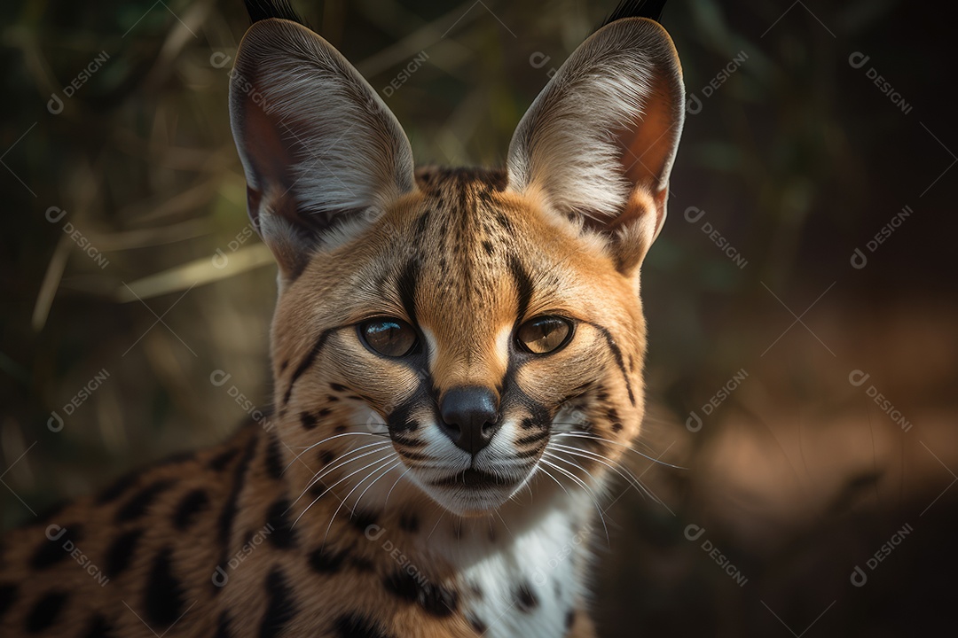 Serval olhando para a câmera belo fundo gerado por IA