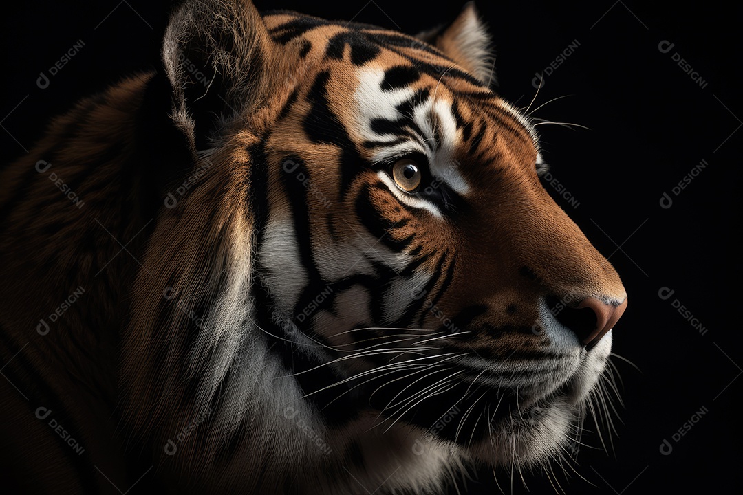 Tigre em fundo preto gerado pela IA