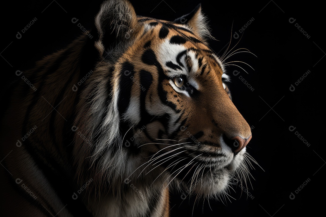 Tigre em fundo preto gerado pela IA