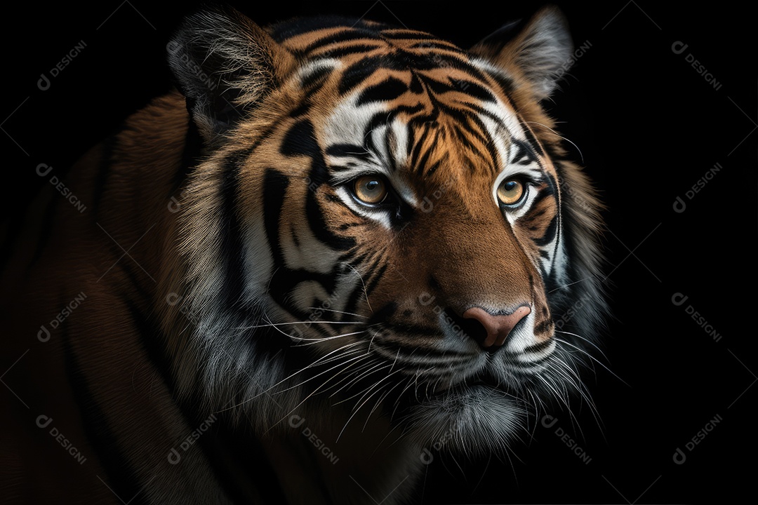 Tigre em fundo preto gerado pela IA