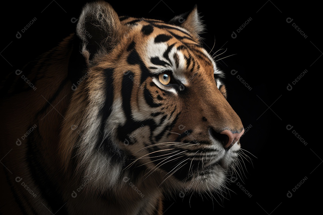 Tigre em fundo preto gerado pela IA
