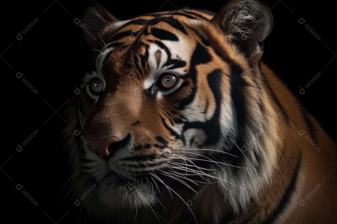 Tigre em fundo preto gerado pela IA