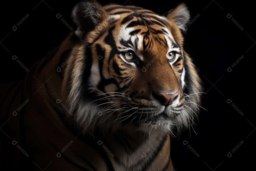Tigre em fundo preto gerado pela IA