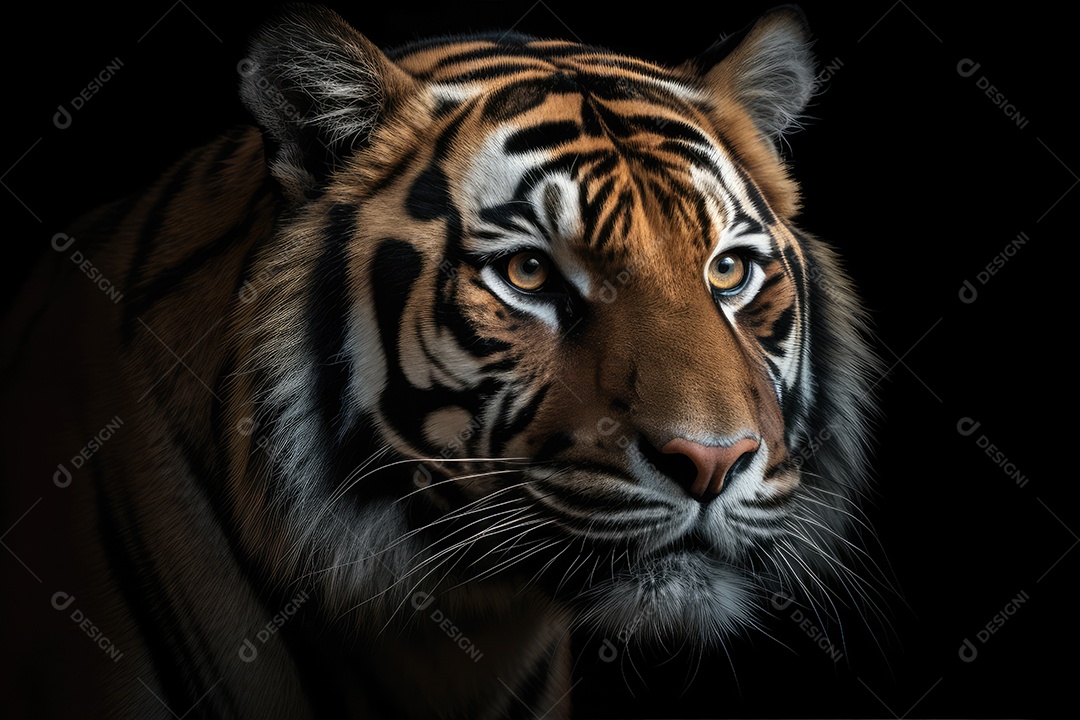 Tigre em fundo preto gerado pela IA