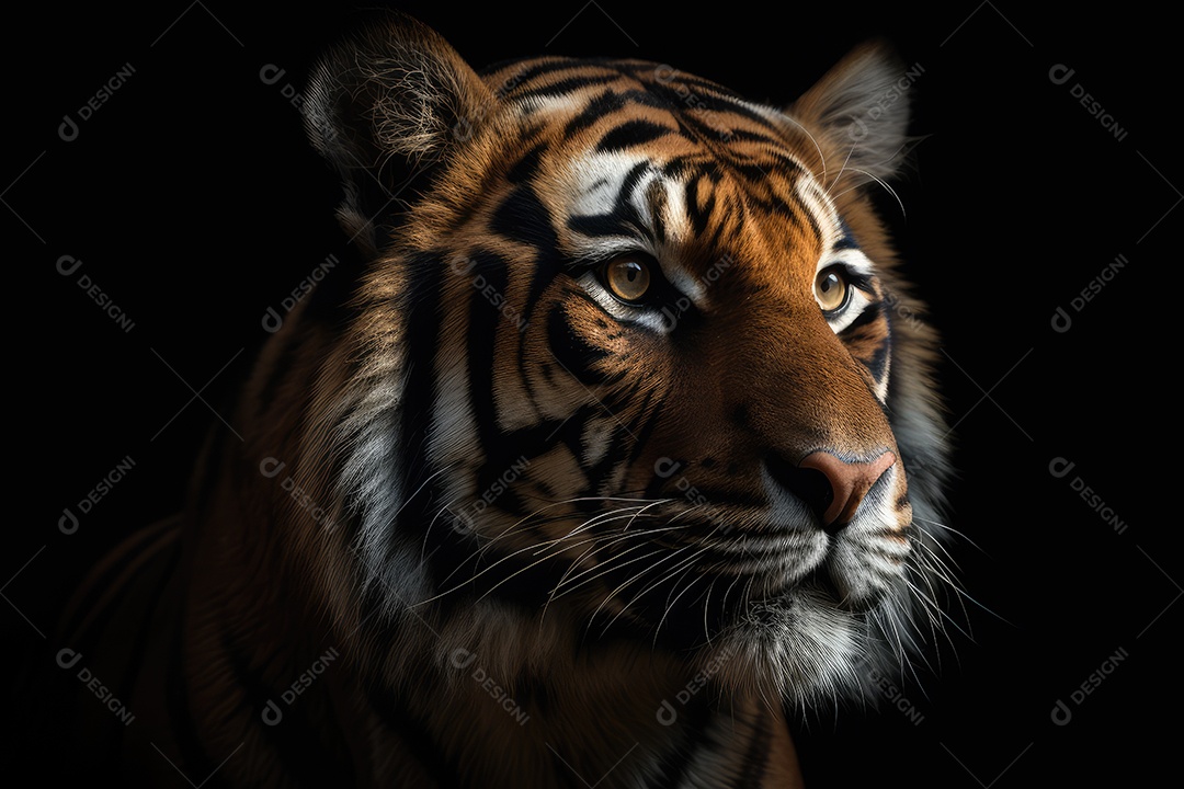 Tigre em fundo preto gerado pela IA