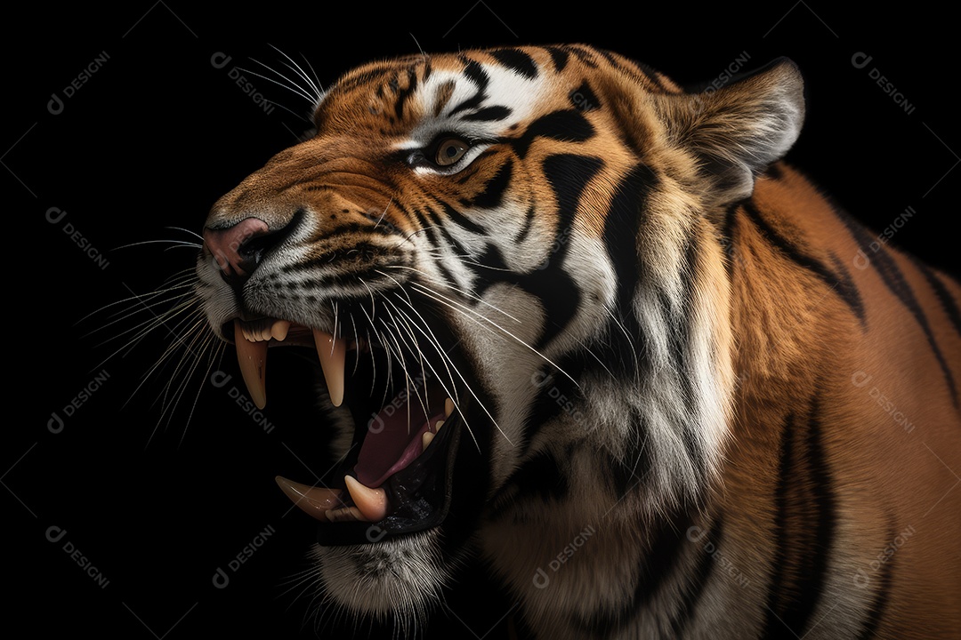 Tigre em fundo preto gerado pela IA