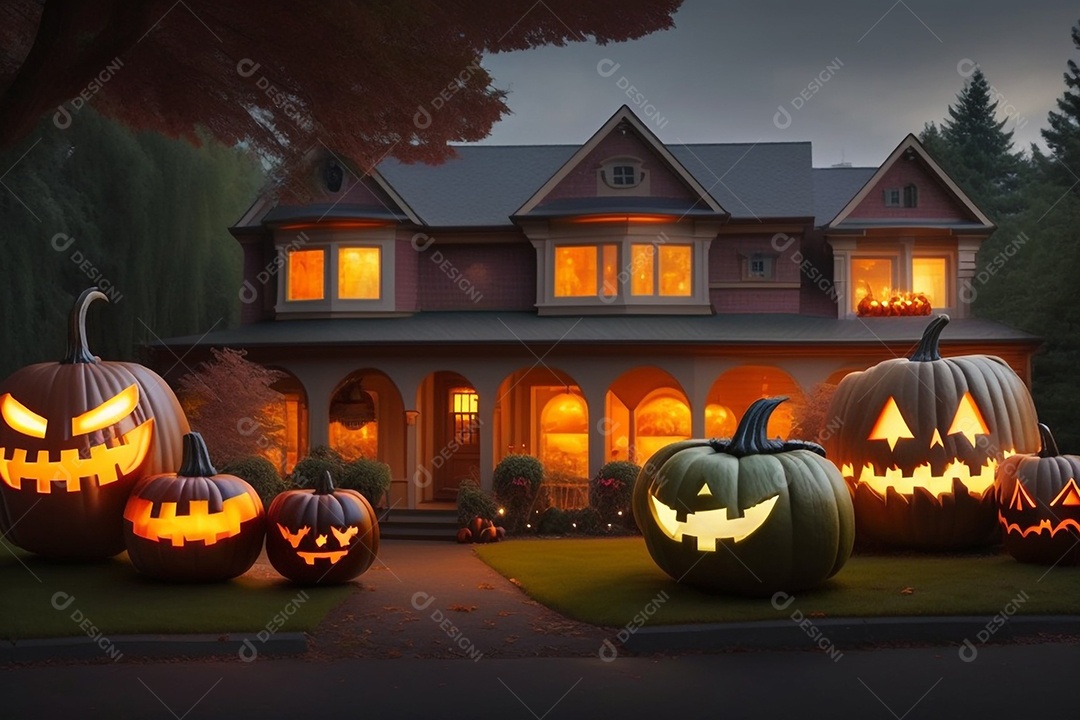 Cenário de festa de halloween tradicional. IA generativa.