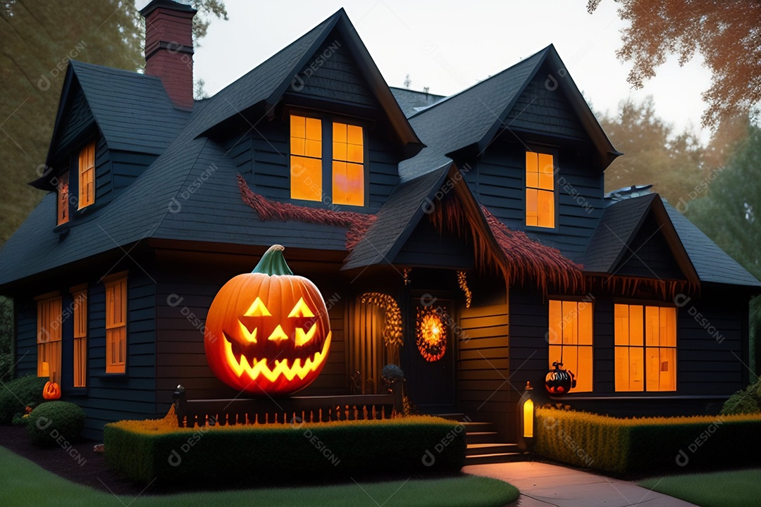 Cenário de festa de halloween tradicional. IA generativa.